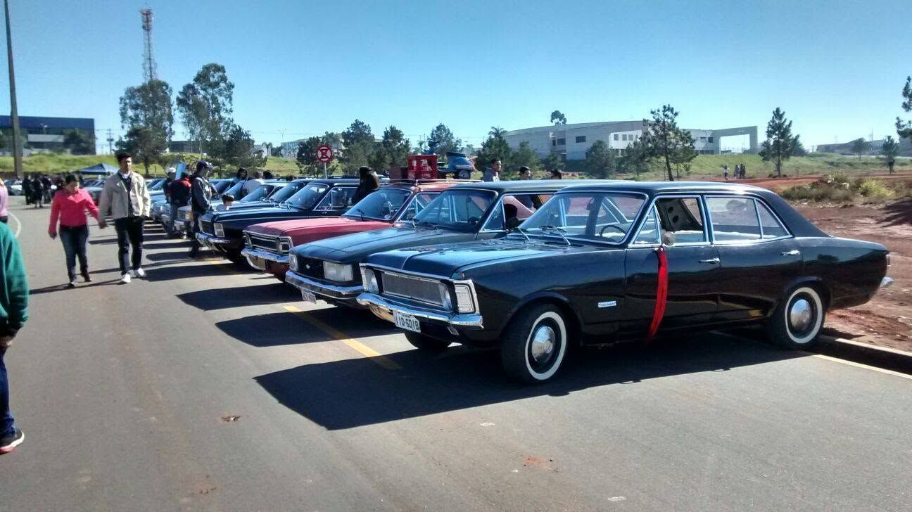 Fileira de Opalas em um encontro de carros antigos